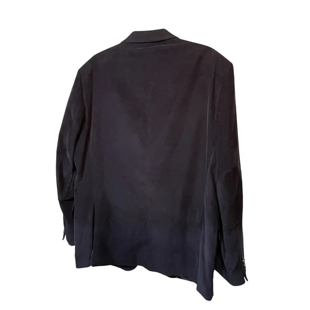 Stafford Signature Mens Blazer 46R Corduroy Sport Coat Blue Cotton Elbow‎ Patch